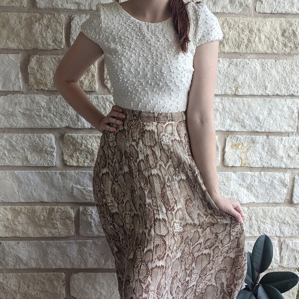 Sheer midi skirt in snake print